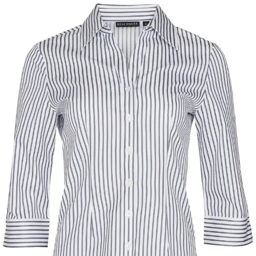 Picture of Winning Spirit, Ladies Sateen Stripe 3/4 Sleeve Shirt